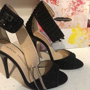 Chinese Laundry black sparkly heels, worn once!